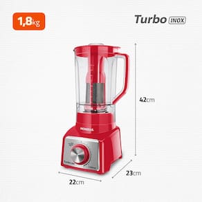 Liquidificador Mondial Turbo L-1000 RI Vermelho/Inox 1000W com 12 Velocidades