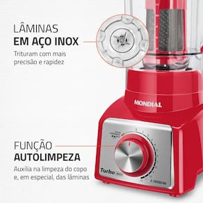 Liquidificador Mondial Turbo L-1000 RI Vermelho/Inox 1000W com 12 Velocidades