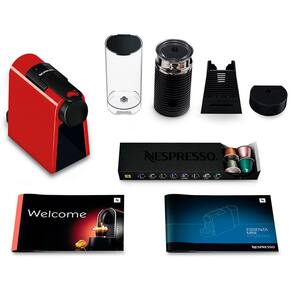Máquina de Café Nespresso Essenza Mini D30 com Aeroccino e Kit Boas-Vindas - Vermelha