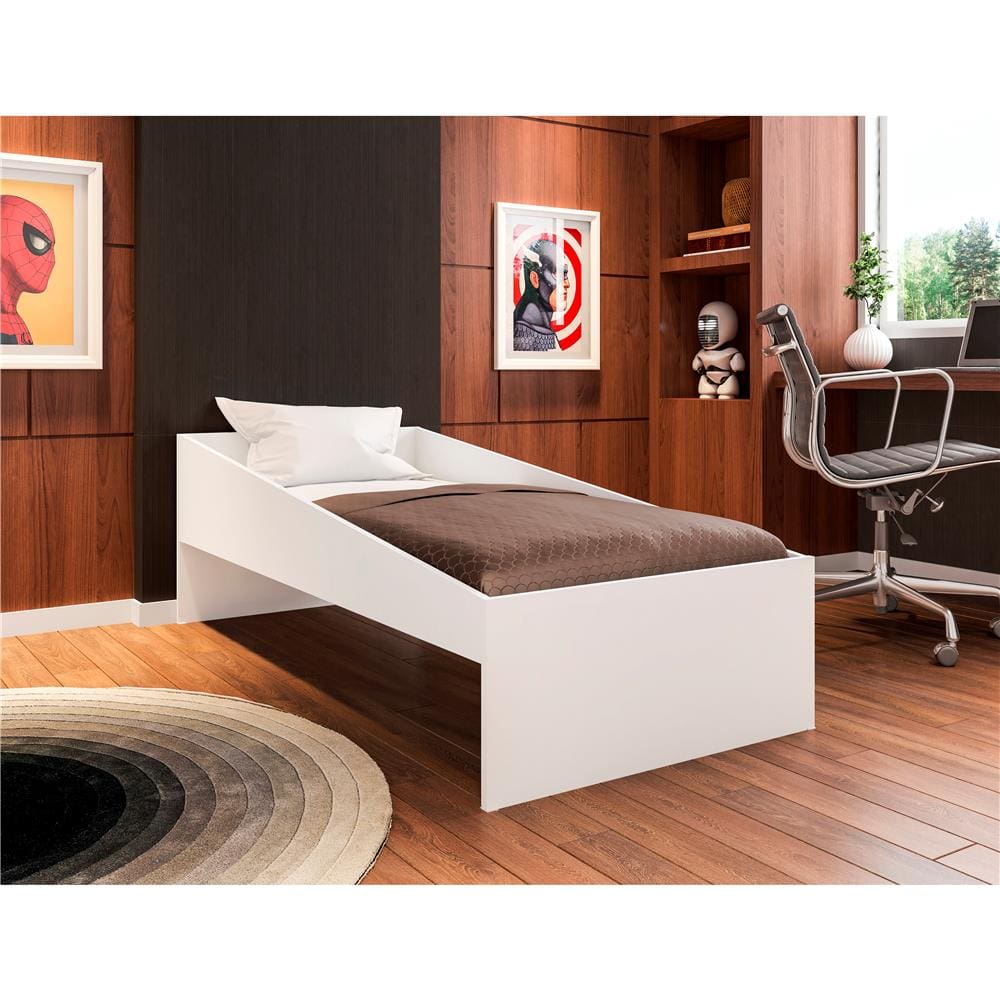 Cama Infantil Art in Móveis Alegria com Grade de Proteção - Branca - Branca - 1