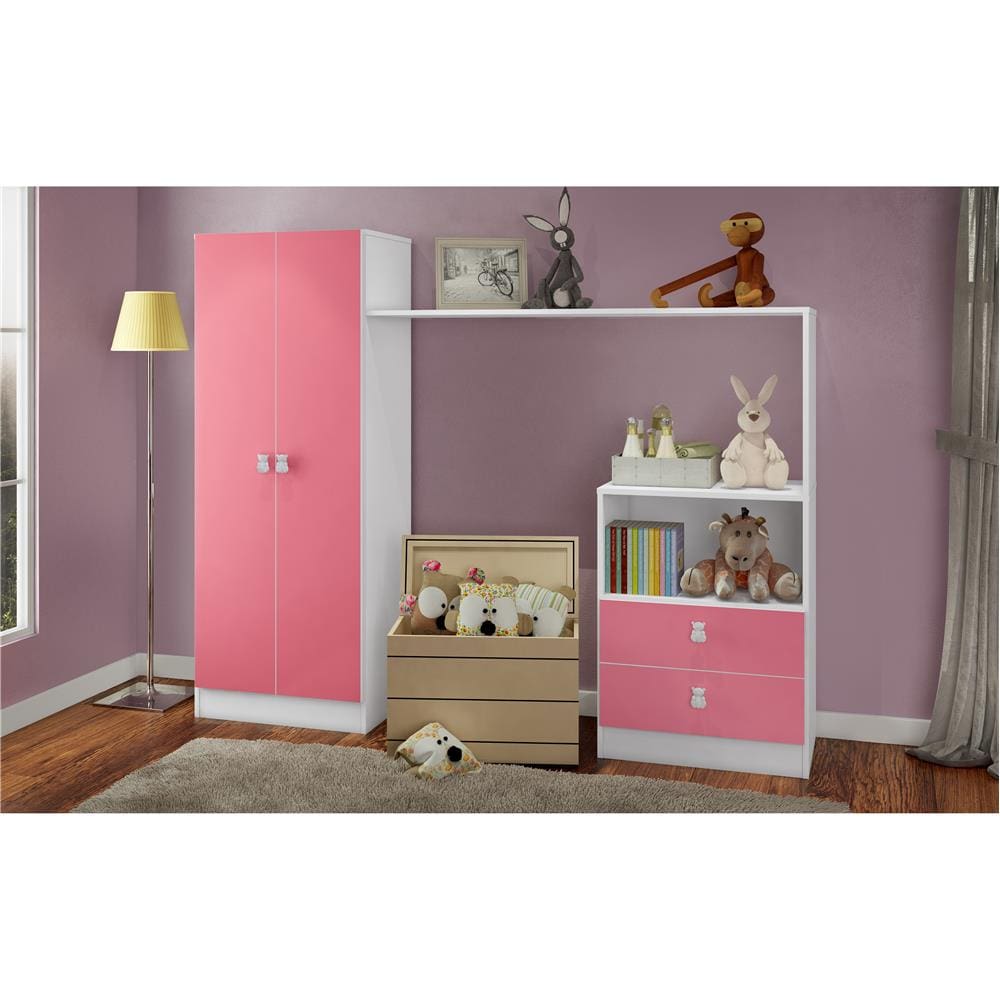 Roupeiro Infantil Art in Móveis Meu Fofinho Multifuncional - Rosa - 2
