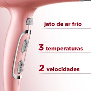 Secador de Cabelos Mondial Golden Rose SC-32 com Emissão de Íons Tourmaline Rosa 2000W - 220V - 3