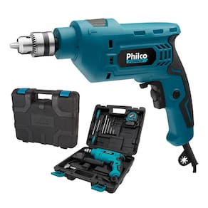 Kit Furadeira de Impacto Philco PFU01MF com Mandril 3/8 e Maleta com 11 Peças - 650W