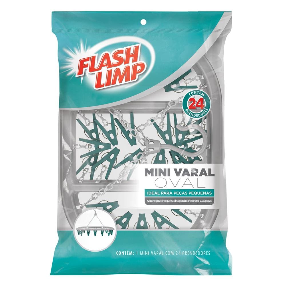 Mini Varal Oval FlashLimp LAV6803 com 24 Prendedores em Plástico - 3
