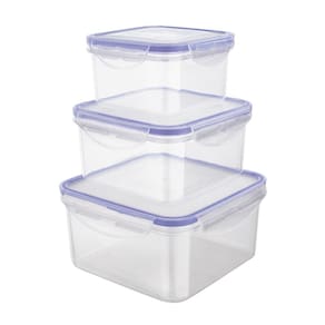 Conjunto de Potes Herméticos Quadrados Euro Home PLA3666-AZ em Plástico – 3 Peças