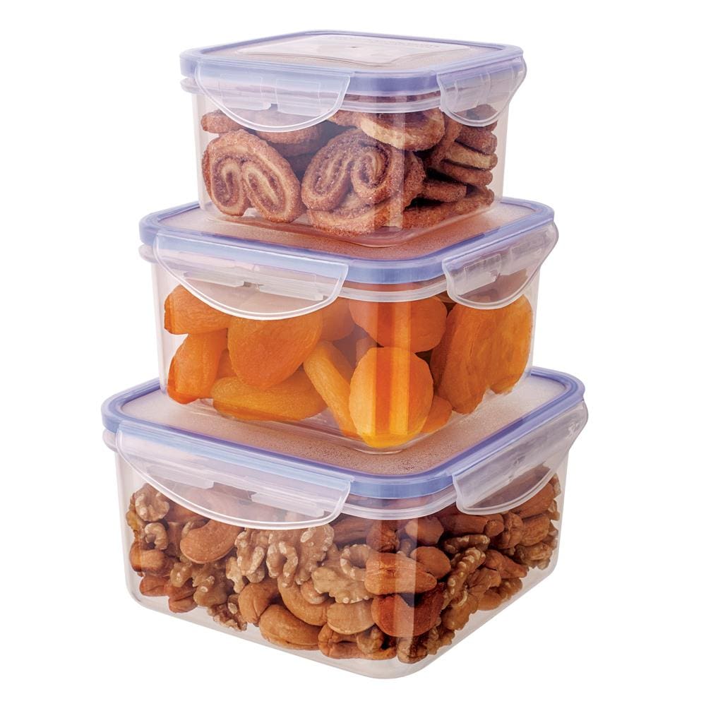 Conjunto de Potes Herméticos Quadrados Euro Home PLA3666-AZ em Plástico – 3 Peças - 1