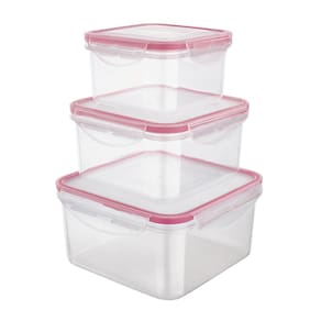 Conjunto de Potes Herméticos Quadrados Euro Home PLA3666-VM em Plástico – 3 Peças