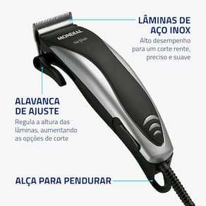 Máquina de Cortar Cabelo Mondial Hair Stylo CR-02 4 com Pentes - Prata/Preta - 220V - 2