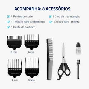 Máquina de Cortar Cabelo Mondial Hair Stylo CR-02 4 com Pentes - Prata/Preta - 220V - 3