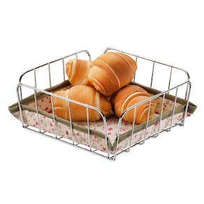 Cesta para Pão Quadrada Utimil CR431 em Aço Cromado e Algodão