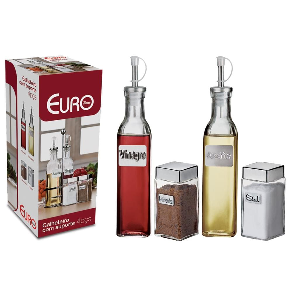 Galheteiro Euro Home Label com Suporte – 4 Peças - 1