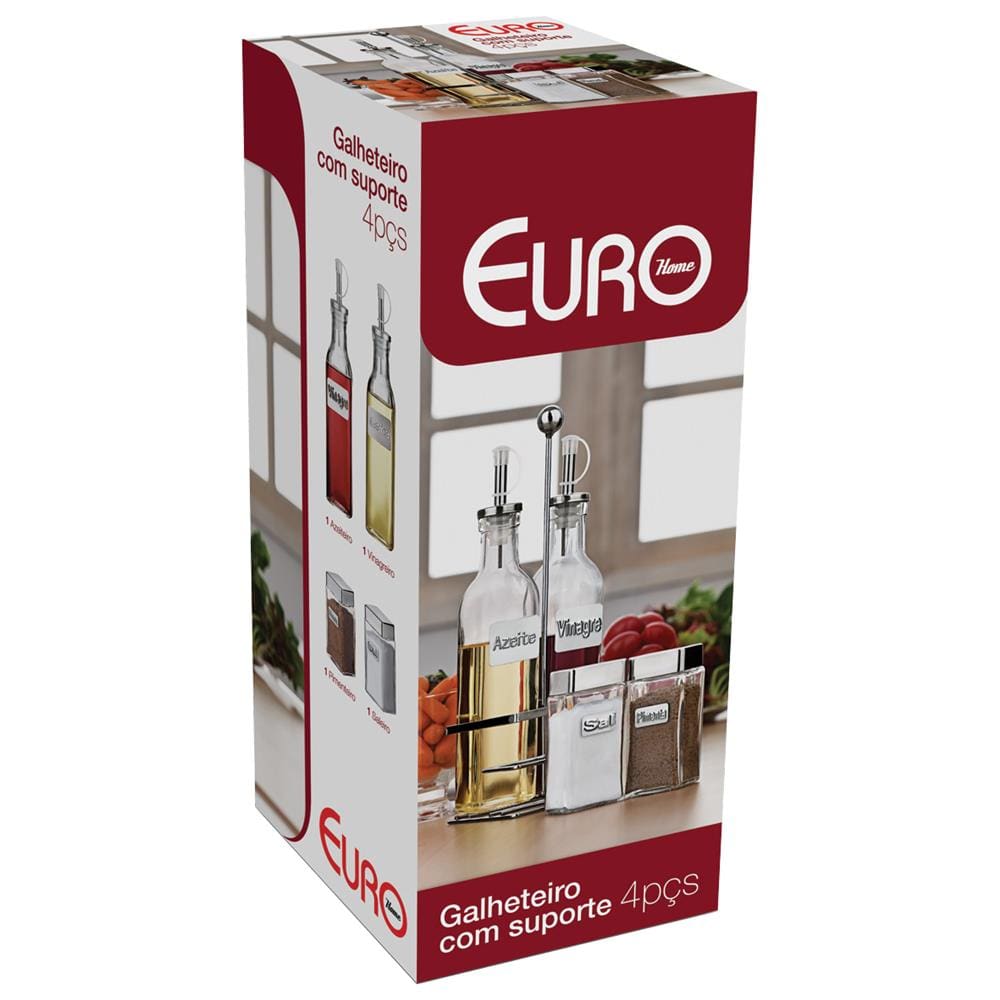 Galheteiro Euro Home Label com Suporte – 4 Peças - 3
