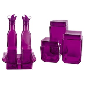 Conjunto de Galheteiro e Potes Euro Home Roxo – 7 Peças