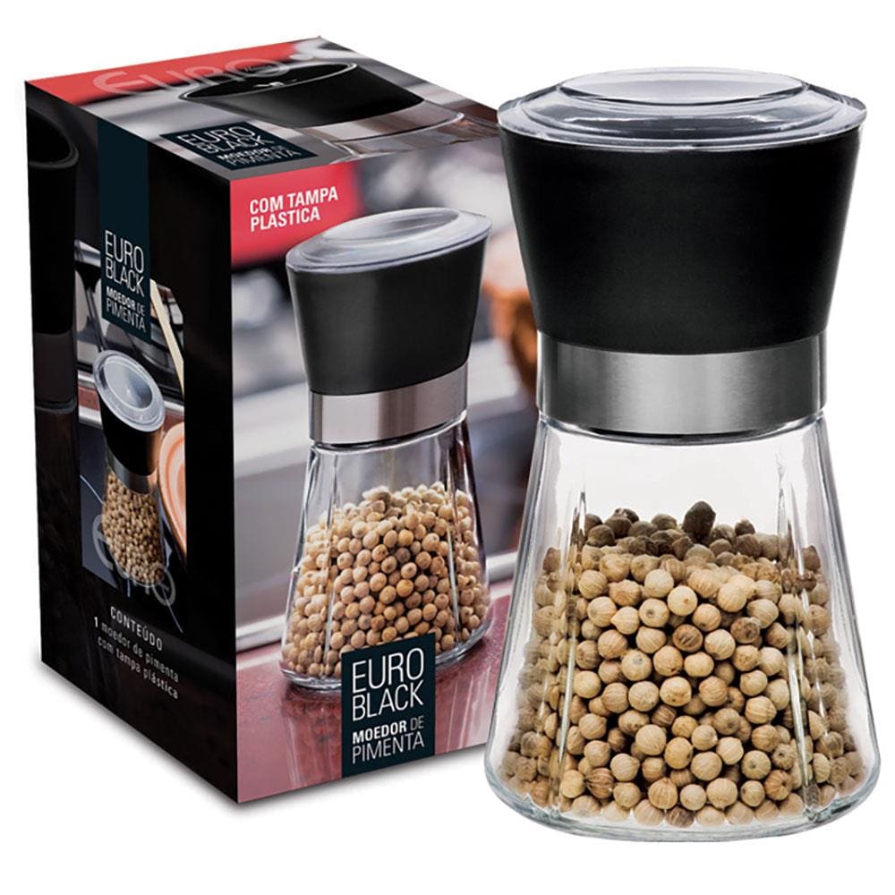 Moedor de Pimenta em Vidro Euro Home – Preto/Transparente - 2