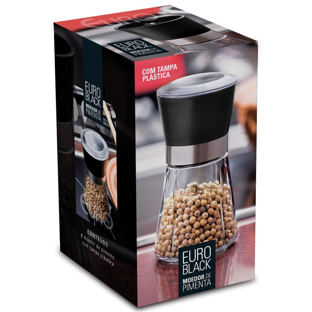 Moedor de Pimenta em Vidro Euro Home – Preto/Transparente - 3
