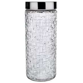 Pote Redondo Euro Home Rattan em Vidro e Inox – 2 L