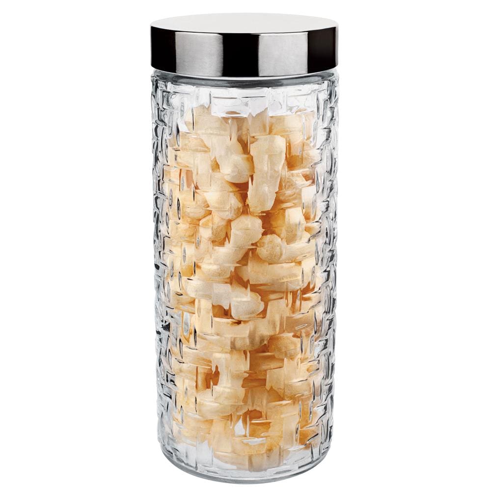 Pote Redondo Euro Home Rattan em Vidro e Inox – 2 L - 1