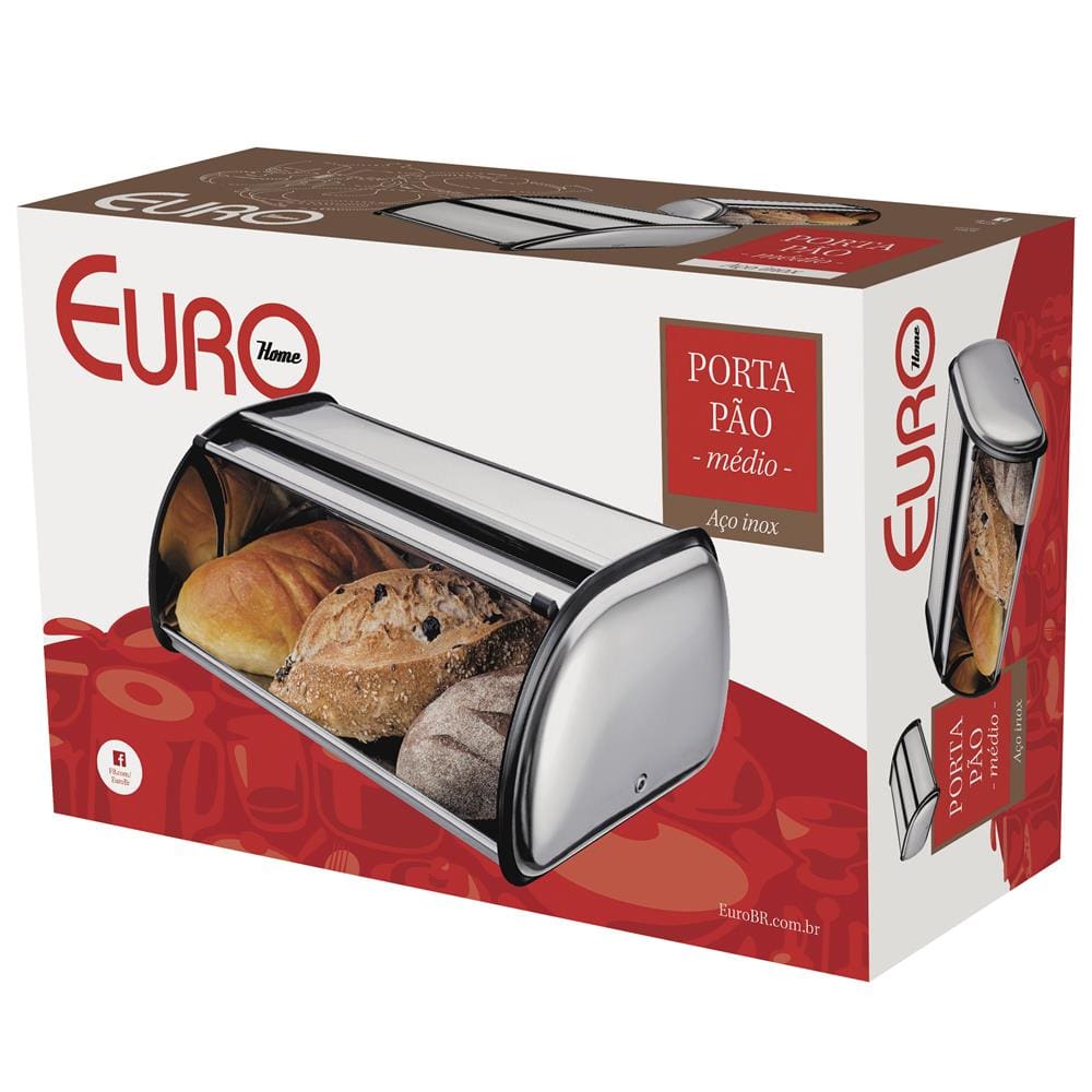 Porta Pão Médio Euro Home IN2225 em Aço Inox e Polipropileno - 3