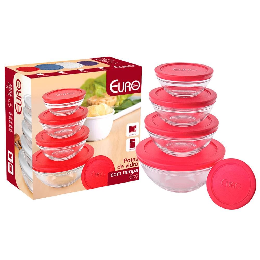 Conjunto de Potes Redondos Euro Home VDR7090-VM em Vidro – 5 Peças - 2