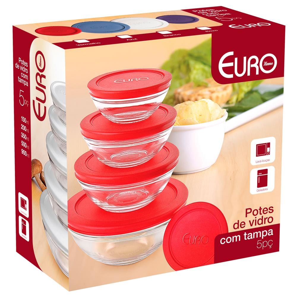 Conjunto de Potes Redondos Euro Home VDR7090-VM em Vidro – 5 Peças - 3