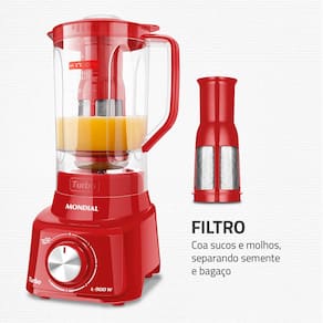 Liquidificador Mondial Turbo L900 Vermelho 900W com 5 Velocidades - 110V - 3