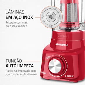 Liquidificador Mondial Turbo L900 Vermelho 900W com 5 Velocidades