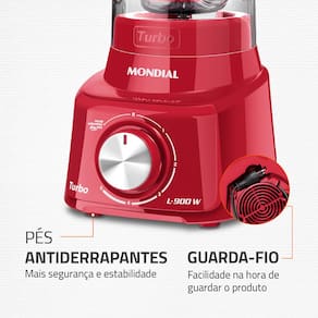 Liquidificador Mondial Turbo L900 Vermelho 900W com 5 Velocidades