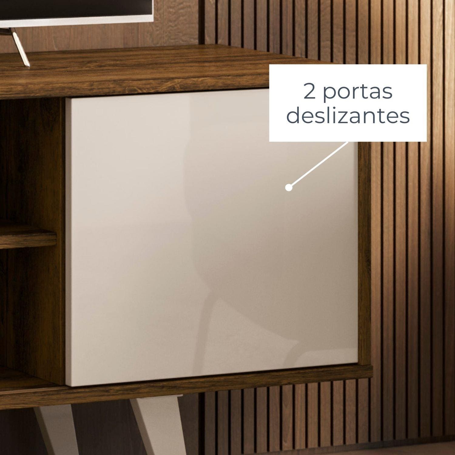 Rack Madetec Lisboa 136cm Suporta TV de 55 Polegadas - Off White/Savana - 3