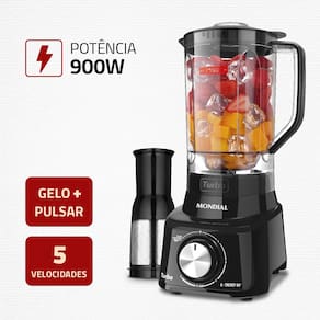 Liquidificador Mondial Turbo Full Black L900FB Preto 900W com 5 Velocidades - 110V - 1