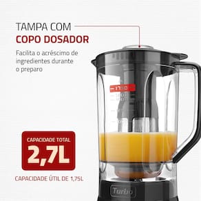 Liquidificador Mondial Turbo Full Black L900FB Preto 900W com 5 Velocidades