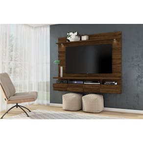 Painel com Bancada Suspensa Madetec Lana com 1,82 cm de Largura, Ideal para TV de Até 60”