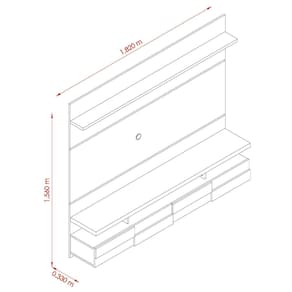 Painel com Bancada Suspensa Madetec Lana com 1,82 cm de Largura, Ideal para TV de Até 60”