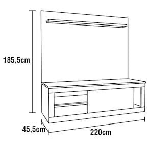 Estante Home Theater Madetec Heitor com 185,5 cm de Largura, Ideal para TV de até 65” - Off White/Savana - 3