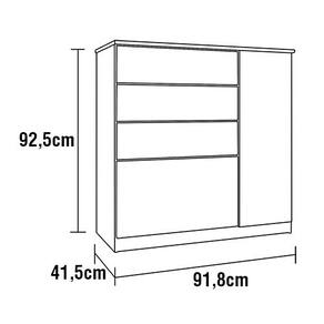 Cômoda Rodial Julie com 1 Porta e 4 Gavetas - Branco/Rosa Claro - 2