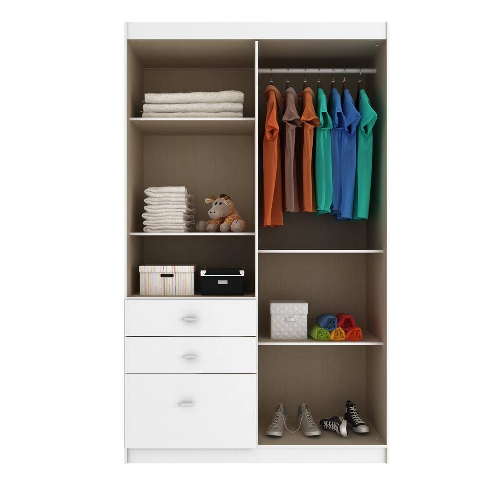 Guarda-Roupa Rodial Julie com 4 Portas e 3 Gavetas - Branco/Azul - 1