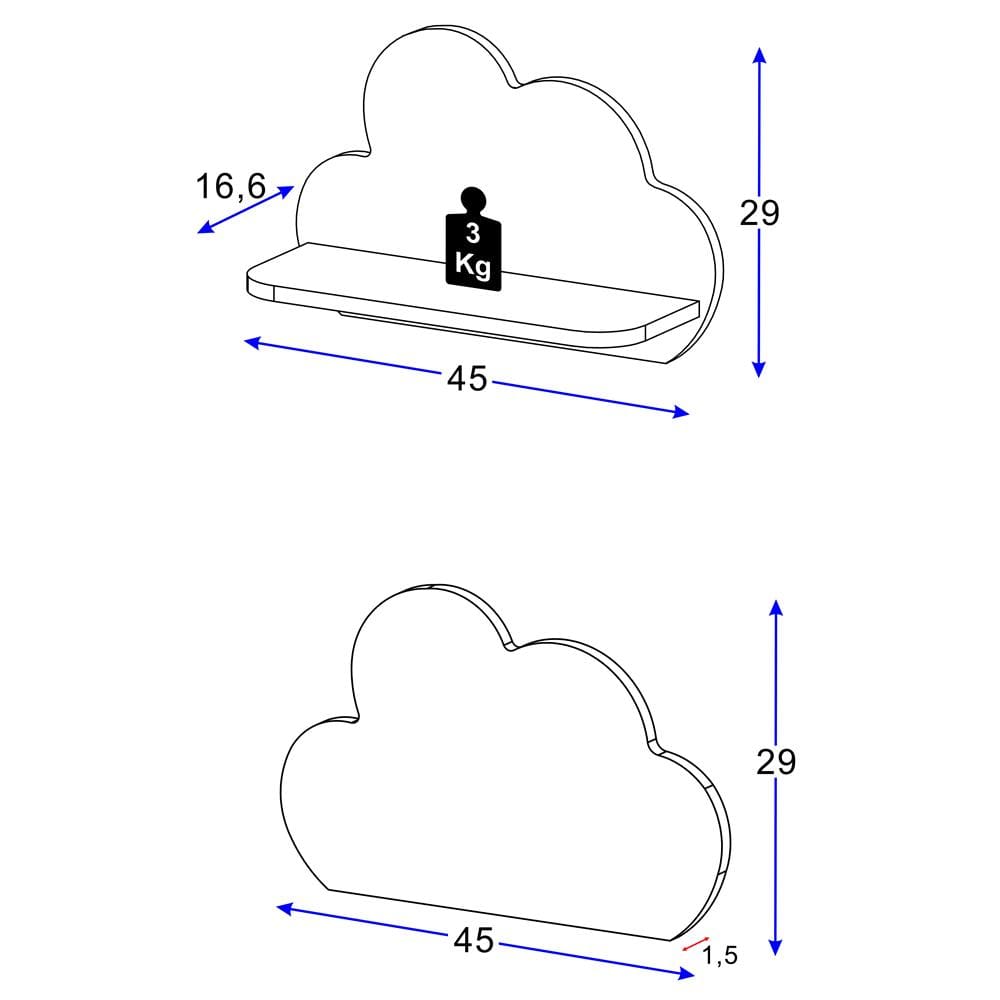 Conjunto com 2 Prateleiras Multimóveis Nuvem - Azul - 3