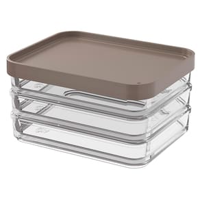 Pote Clear Trio Coza 20770/3126 em Poliestireno Transparente/ Cinza – 840 ml