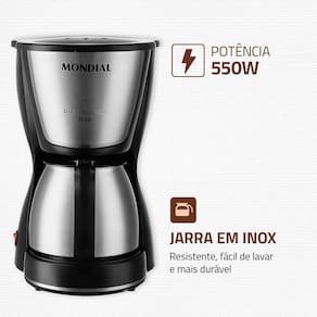 Cafeteira Elétrica Mondial Dolce Arome Thermo Inox C-34 15 Xícaras – Preta e Inox
