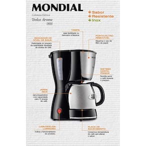 Cafeteira Elétrica Mondial Dolce Arome Thermo Inox C-34 15 Xícaras – Preta e Inox