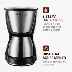 Cafeteira Elétrica Mondial Dolce Arome Thermo Inox C-34 15 Xícaras – Preta e Inox