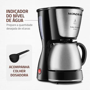 Cafeteira Elétrica Mondial Dolce Arome Thermo Inox C-34 15 Xícaras – Preta e Inox