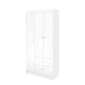 Guarda-Roupa J&A Móveis Pimpolho com 3 Portas e 2 Gavetas - Branco/Rosa - 1