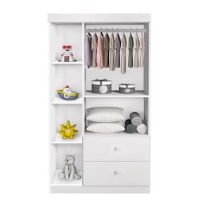 Guarda-Roupa J&A Móveis Pimpolho com 3 Portas e 2 Gavetas - Branco/Rosa - 3