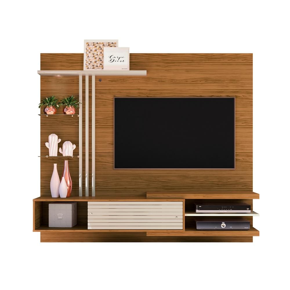 Painel Home Madetec Cross com 182 cm de Largura, Ideal para TV de até 55” - Cedro / Off White - 3