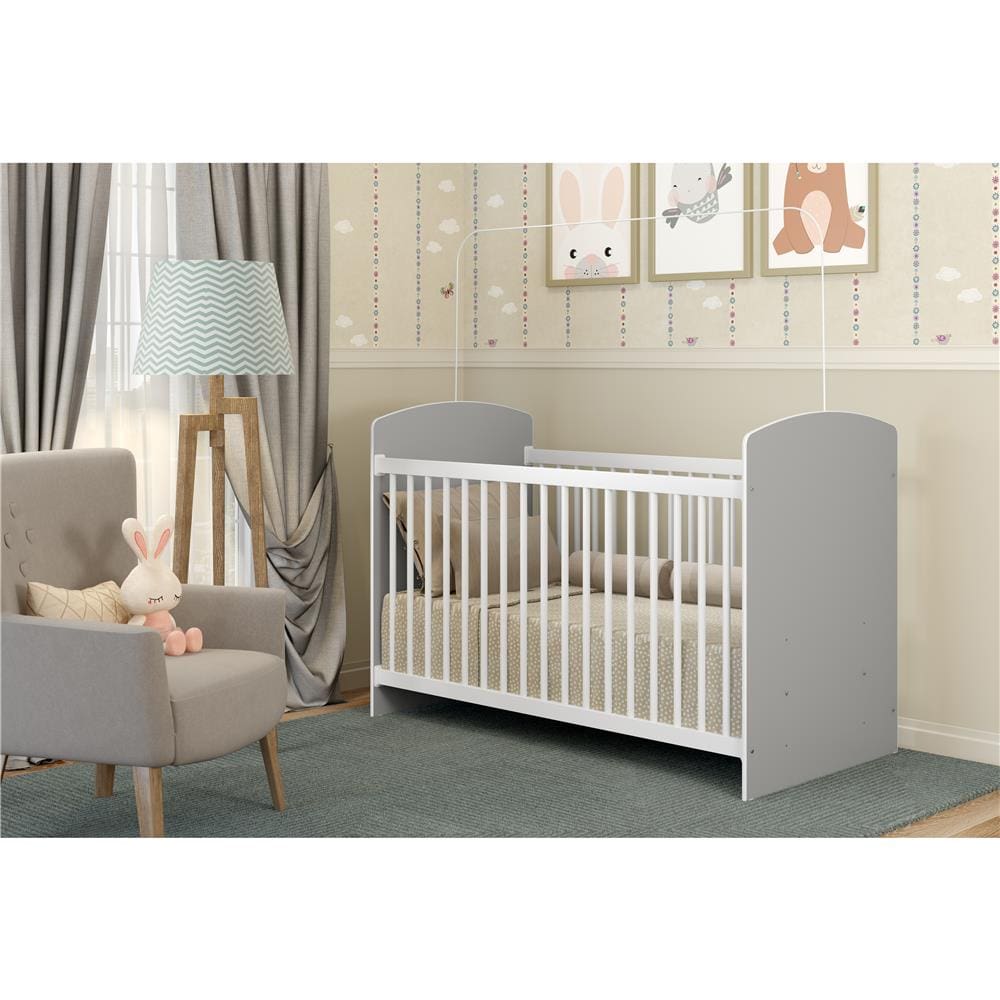 Berço Multimóveis Dengo com Grade Palito - Branco/Cinza - 1