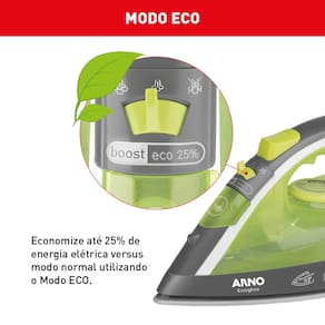 Ferro de Passar a Vapor Arno Ecogliss FEC1 com Spray e Base Cerâmica - Verde