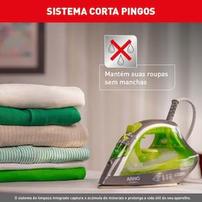 Ferro de Passar a Vapor Arno Ecogliss FEC1 com Spray e Base Cerâmica - Verde