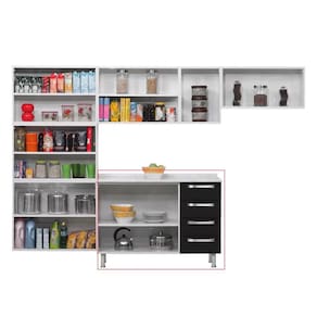 Bancada Itatiaia Diamante 2 Portas de Bater 4 Gavetas 1 Prateleira Interna com Tampo Aço - 105cm de Largura - Branco - 3