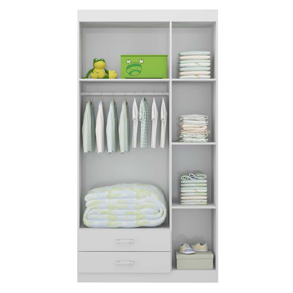 Guarda-Roupa Multimóveis Chiclete com 3 Portas e 2 Gavetas - Branco - 1