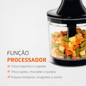 Power Mixer Mondial 2 em 1 Mixer e Processador M-07 - Preto/Inox